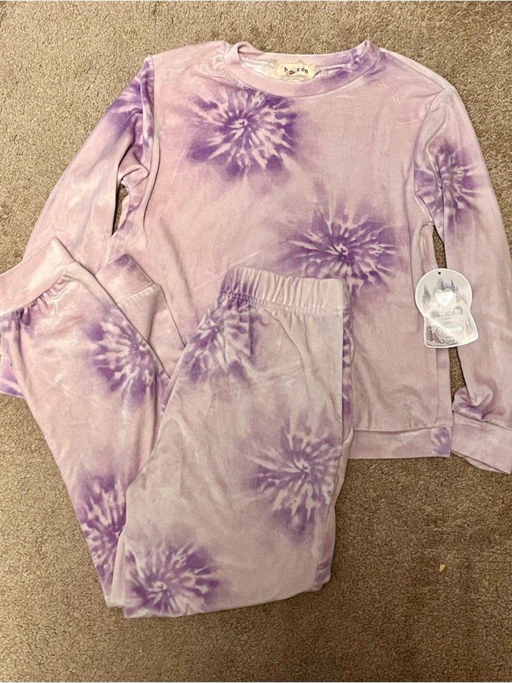 btween Lavender Tie-Dye Kids Pajama Set
